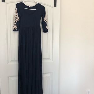 Navy embroidered Maternity maxi